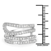 Bids.com 0.83 Carat Genuine White Diamond .925 Sterling Silver Ring Rings
