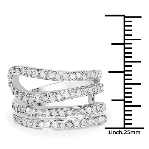 Bids.com 0.83 Carat Genuine White Diamond .925 Sterling Silver Ring Rings