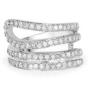Bids.com 0.83 Carat Genuine White Diamond .925 Sterling Silver Ring Rings