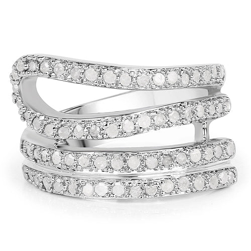 Bids.com 0.83 Carat Genuine White Diamond .925 Sterling Silver Ring Rings