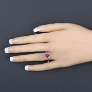 Bids.com 1.58 Carat Genuine Ruby and White Diamond 10K White Gold Ring Rings