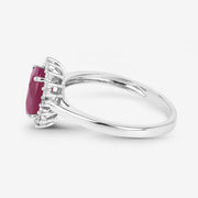 Bids.com 1.58 Carat Genuine Ruby and White Diamond 10K White Gold Ring Rings