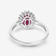 Bids.com 1.58 Carat Genuine Ruby and White Diamond 10K White Gold Ring Rings