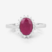 Bids.com 1.58 Carat Genuine Ruby and White Diamond 10K White Gold Ring Rings