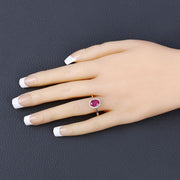 Bids.com 1.58 Carat Genuine Ruby and White Diamond 10K Yellow Gold Ring Rings
