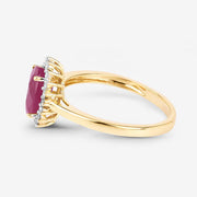Bids.com 1.58 Carat Genuine Ruby and White Diamond 10K Yellow Gold Ring Rings