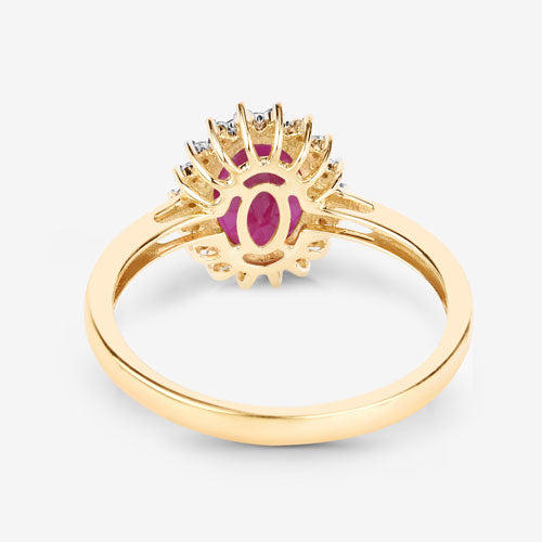 Bids.com 1.58 Carat Genuine Ruby and White Diamond 10K Yellow Gold Ring Rings
