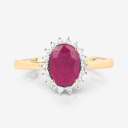 Bids.com 1.58 Carat Genuine Ruby and White Diamond 10K Yellow Gold Ring Rings