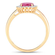 Bids.com 1.58 Carat Genuine Ruby and White Diamond 10K Yellow Gold Ring Rings