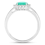 Bids.com 1.34 Carat Genuine Zambian Emerald and White Diamond 10K White Gold Ring Rings