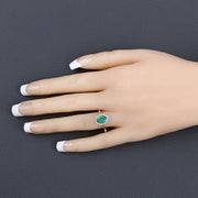 Bids.com 1.34 Carat Genuine Zambian Emerald and White Diamond 10K Yellow Gold Ring Rings