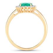 Bids.com 1.34 Carat Genuine Zambian Emerald and White Diamond 10K Yellow Gold Ring Rings