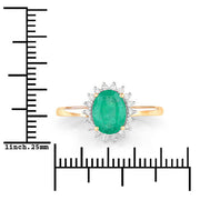 Bids.com 1.34 Carat Genuine Zambian Emerald and White Diamond 10K Yellow Gold Ring Rings