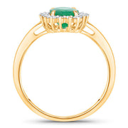 Bids.com 1.34 Carat Genuine Zambian Emerald and White Diamond 14K Yellow Gold Ring Rings