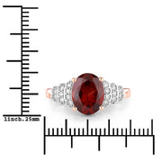 Bids.com 2.87 Carat Genuine Rhodolite and White Diamond 14K Rose Gold Ring Rings