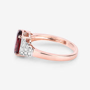 Bids.com 2.87 Carat Genuine Rhodolite and White Diamond 14K Rose Gold Ring Rings