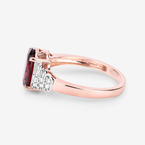 Bids.com 2.87 Carat Genuine Rhodolite and White Diamond 14K Rose Gold Ring Rings