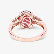 Bids.com 2.87 Carat Genuine Rhodolite and White Diamond 14K Rose Gold Ring Rings