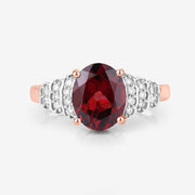 Bids.com 2.87 Carat Genuine Rhodolite and White Diamond 14K Rose Gold Ring Rings