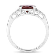 Bids.com 2.87 Carat Genuine Rhodolite and White Diamond 14K White Gold Ring Rings
