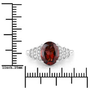 Bids.com 2.87 Carat Genuine Rhodolite and White Diamond 14K White Gold Ring Rings