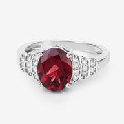 Bids.com 2.87 Carat Genuine Rhodolite and White Diamond 14K White Gold Ring Rings