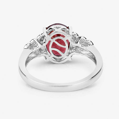 Bids.com 2.87 Carat Genuine Rhodolite and White Diamond 14K White Gold Ring Rings