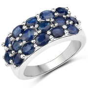 Bids.com 10.40 Carat Genuine Blue Sapphire .925 Sterling Silver 3 Piece Jewelry Set (Ring, Earrings, and Pendant w/ Chain) Jewelry Sets
