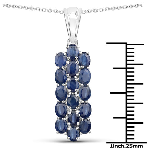 Bids.com 10.40 Carat Genuine Blue Sapphire .925 Sterling Silver 3 Piece Jewelry Set (Ring, Earrings, and Pendant w/ Chain) Jewelry Sets