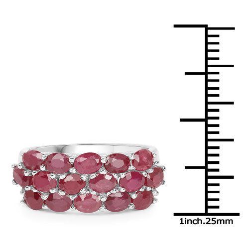 Bids.com 3.52 Carat Genuine Ruby .925 Sterling Silver Ring Rings