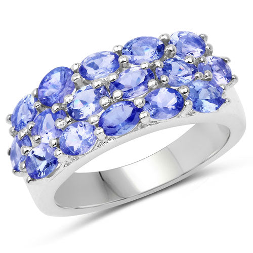 Bids.com 2.72 Carat Genuine Tanzanite .925 Sterling Silver Ring Rings