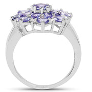 Bids.com 3.37 Carat Genuine Tanzanite and White Topaz .925 Sterling Silver Ring Rings