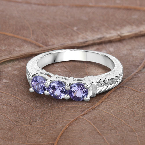 Bids.com 1.11 Carat Genuine Tanzanite .925 Sterling Silver Ring Rings