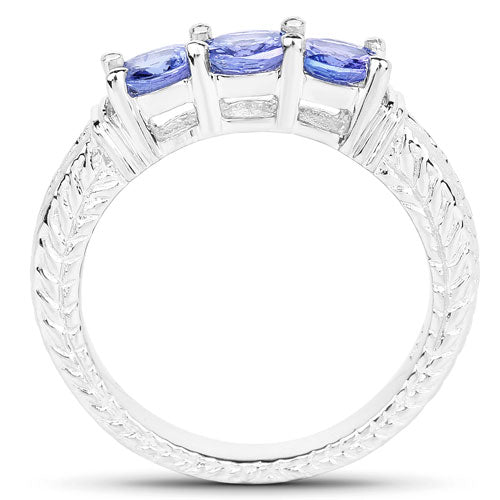 Bids.com 1.11 Carat Genuine Tanzanite .925 Sterling Silver Ring Rings
