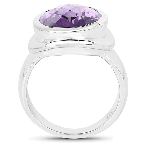 Bids.com 9.01 Carat Genuine Amethyst .925 Sterling Silver Ring Rings