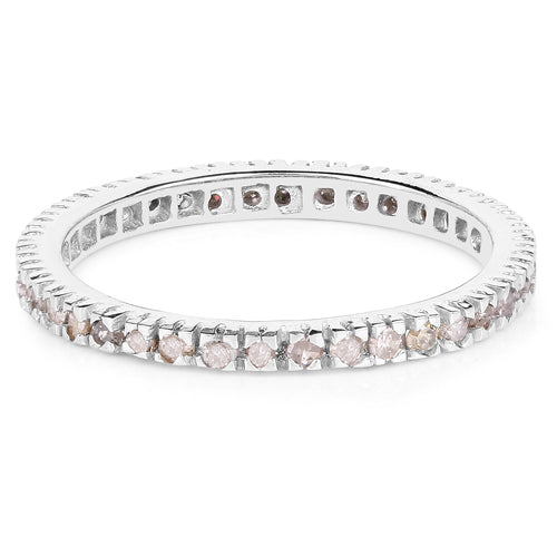 Bids.com 0.57 Carat Genuine Champagne Diamond .925 Sterling Silver Ring Rings