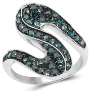 Bids.com 0.76 Carat Genuine Blue Diamond .925 Sterling Silver Ring Rings