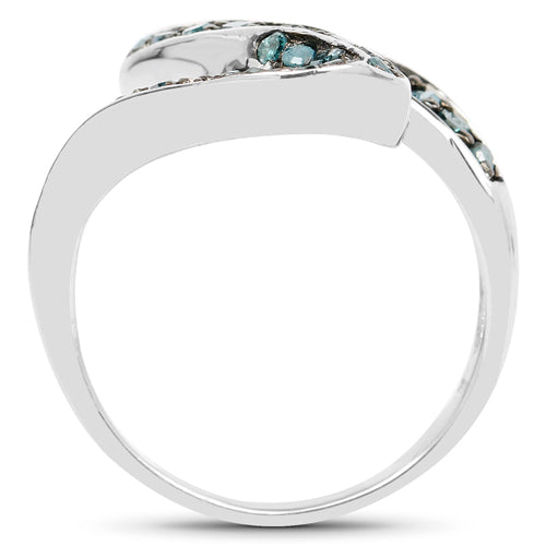 Bids.com 0.76 Carat Genuine Blue Diamond .925 Sterling Silver Ring Rings