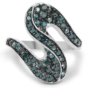 Bids.com 0.76 Carat Genuine Blue Diamond .925 Sterling Silver Ring Rings