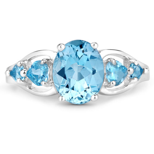 Bids.com 3.37 Carat Genuine Swiss Blue Topaz .925 Sterling Silver Ring Rings
