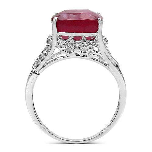 Bids.com 4.20 ct. t.w. Glass Filled Ruby and White Topaz Ring in Sterling Silver Rings
