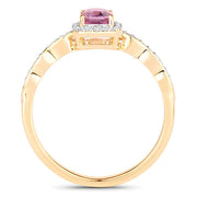 Bids.com 0.80 Carat Genuine Pink Sapphire and White Diamond 14K Yellow Gold Ring Rings