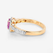 Bids.com 0.80 Carat Genuine Pink Sapphire and White Diamond 14K Yellow Gold Ring Rings