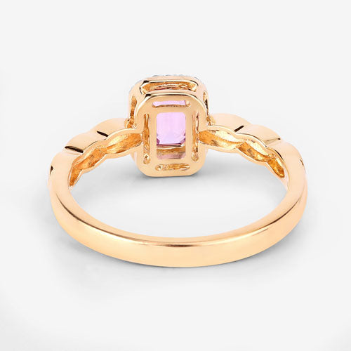 Bids.com 0.80 Carat Genuine Pink Sapphire and White Diamond 14K Yellow Gold Ring Rings