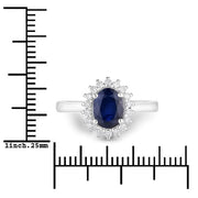 Bids.com 1.73 Carat Genuine Blue Sapphire and White Diamond 14K White Gold Ring Rings