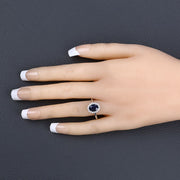 Bids.com 1.73 Carat Genuine Blue Sapphire and White Diamond 14K White Gold Ring Rings