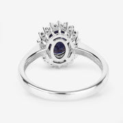 Bids.com 1.73 Carat Genuine Blue Sapphire and White Diamond 14K White Gold Ring Rings