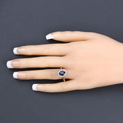 Bids.com 1.73 Carat Genuine Blue Sapphire and White Diamond 14K Yellow Gold Ring Rings