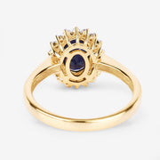 Bids.com 1.73 Carat Genuine Blue Sapphire and White Diamond 14K Yellow Gold Ring Rings