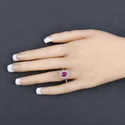 Bids.com 1.64 Carat Genuine Ruby and White Diamond 14K White Gold Ring Rings